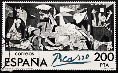 A obra Guernica, de Pablo Picasso, retrata os horrores de Guerra Civil Espanhola